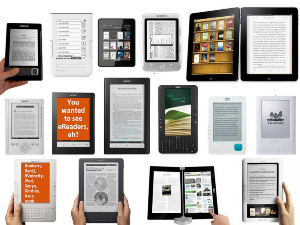 Infographic showing a variety of eReaders. Image courtesy: eBookAnoid